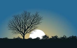 arbre solitaire et horizon au lever du soleil vecteur