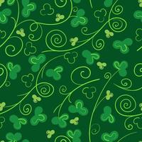 motif transparent vert avec trèfle et monogrammes. fond plat de vecteur festif pour la Saint-Patrick