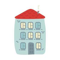 loger. construction de chalets de ville. illustration vectorielle dans un style plat. immeuble moderne à louer ou à vendre. image vectorielle de dessin animé des maisons de Noël en briques rouges recouvertes de neige.