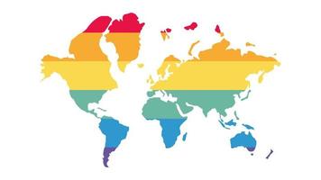 contour de carte du monde avec des couleurs lgbt. vecteur. vecteur