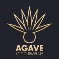 modèle de logo de plante d'agave, or sur dark, illustration vectorielle vecteur