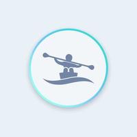 icône d'aviron, icône ronde de kayak, signe d'aviron, icône de canoë, pictogramme d'aviron, illustration vectorielle vecteur