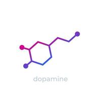 icône de molécule de dopamine sur blanc vecteur