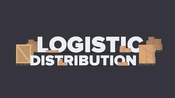 bannière de distribution logistique. lettrage sur un thème industriel. cartons. concept de fret et de livraison. vecteur. vecteur