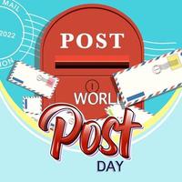 logo de la journée mondiale de la poste avec boîte aux lettres et enveloppe vecteur