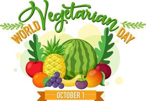 logo de la journée mondiale végétarienne avec légumes et fruits vecteur