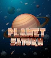 affiche du logo du mot planète saturn vecteur