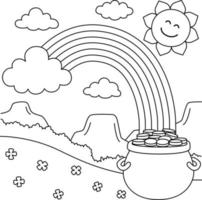st. patricks day arc-en-ciel à colorier pour les enfants vecteur