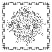 fleur de mehndi pour henné, mehndi, tatouage, décoration. ornement décoratif dans un style oriental ethnique, ornement de griffonnage, dessin à la main de contour. page de livre de coloriage. vecteur