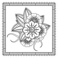 fleur de mehndi pour henné, mehndi, tatouage, décoration. ornement décoratif dans un style oriental ethnique, ornement de griffonnage, dessin à la main de contour. page de livre de coloriage. vecteur