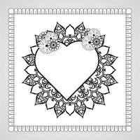 coeur dessiné à la main avec mandala. décoration en ornement oriental ethnique doodle. vecteur