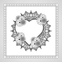 coeur dessiné à la main avec mandala. décoration en ornement oriental ethnique doodle vecteur