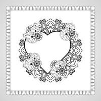 coeur dessiné à la main avec mandala. décoration en ornement oriental ethnique doodle vecteur