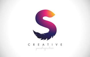 s plume lettre icône logo design avec plumes plumes look créatif vector illustration