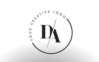 création de logo de lettre da serif avec une coupe croisée créative. vecteur