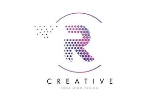 r rose magenta en pointillé bulle lettre logo design vecteur