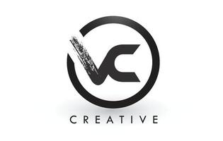 création de logo de lettre de brosse vc. logo d'icône de lettres brossées créatives. vecteur