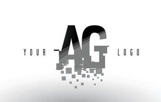 logo de lettre ag ag pixel avec des carrés noirs brisés numériques vecteur