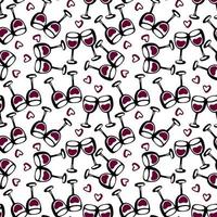 motif de griffonnage sans couture avec verre de vin cheers. illustration vectorielle. vecteur