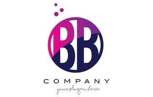 création de logo de lettre de cercle bb bb avec des bulles de points violets vecteur