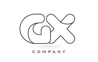 logo de lettre monogramme gx avec contour de contour monogramme noir mince. vecteur de conception de lettre à la mode moderne.