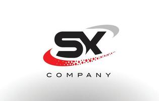 création de logo de lettre moderne sx avec swoosh en pointillé rouge vecteur