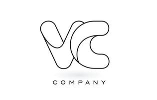 logo de lettre monogramme vc avec contour de contour monogramme noir mince. vecteur de conception de lettre à la mode moderne.