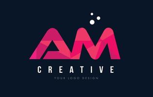 am am lettre logo avec concept de triangles roses violet low poly vecteur