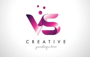 vs création de logo de lettre avec des couleurs et des points violets vecteur
