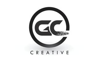 création de logo de lettre de brosse gc. logo d'icône de lettres brossées créatives. vecteur