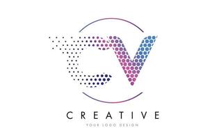 cv cv rose magenta en pointillé bulle lettre logo design vecteur