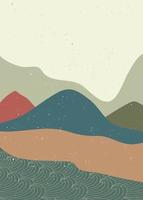 paysage de montagne abstrait sur le plateau. fond de paysage géométrique dans un style japonais asiatique. illustration vectorielle vecteur