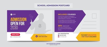 carte postale d'admission à l'éducation scolaire pour les enfants vecteur