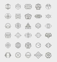 ensemble de ligne rétro hipster abstrait géométrique monochrome badge logo, icône, logotype vecteur