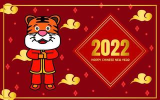 conception de voeux de nouvel an chinois avec décoration et couleur rouges. conception de l'année du tigre vecteur