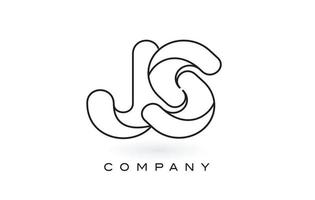 logo de lettre monogramme js avec contour de contour monogramme noir mince. vecteur de conception de lettre à la mode moderne.