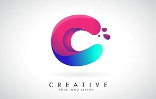 création de logo de lettre c créative bleue et rose avec des points. divertissement d'entreprise convivial, médias, technologie, conception de vecteur d'entreprise numérique avec des gouttes.