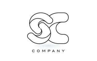 logo de lettre monogramme sc avec contour de contour monogramme noir mince. vecteur de conception de lettre à la mode moderne.