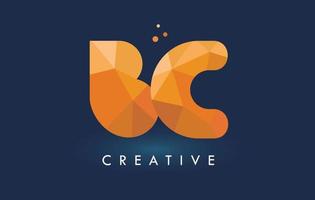 lettre bc avec logo triangles origami. conception créative d'origami jaune orange. vecteur