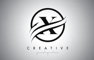 création de logo de lettre x avec bordure swoosh en cercle et création d'icônes créatives. vecteur