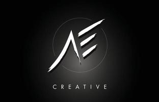 création de logo de lettre brossée ae ae avec texture de lettrage de brosse créative et forme hexagonale vecteur