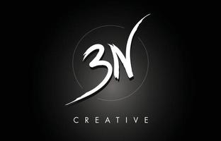 création de logo de lettre brossée bn bn avec texture de lettrage de brosse créative et forme hexagonale vecteur