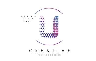 u rose magenta en pointillé bulle lettre logo design vecteur