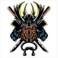 conception de vecteur de masque d'armure de démon d'épée japonaise
