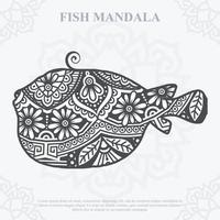 mandala de poisson. éléments de style bohème. animaux style bohème dessiné. illustration vectorielle. vecteur