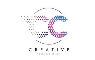 cc cc rose magenta en pointillé bulle lettre vecteur de conception de logo