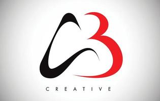 ab lettre noire rouge logo design tendance moderne. lettre ab icône logo avec swoosh moderne. vecteur