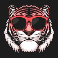 Tigre rose portant des lunettes vector illustration