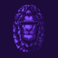 lion violet portant des lunettes modernes vector illustration