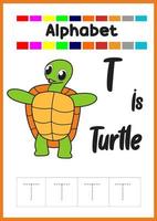 la lettre de l'alphabet s est pour la tortue. pour les enfants. vecteur